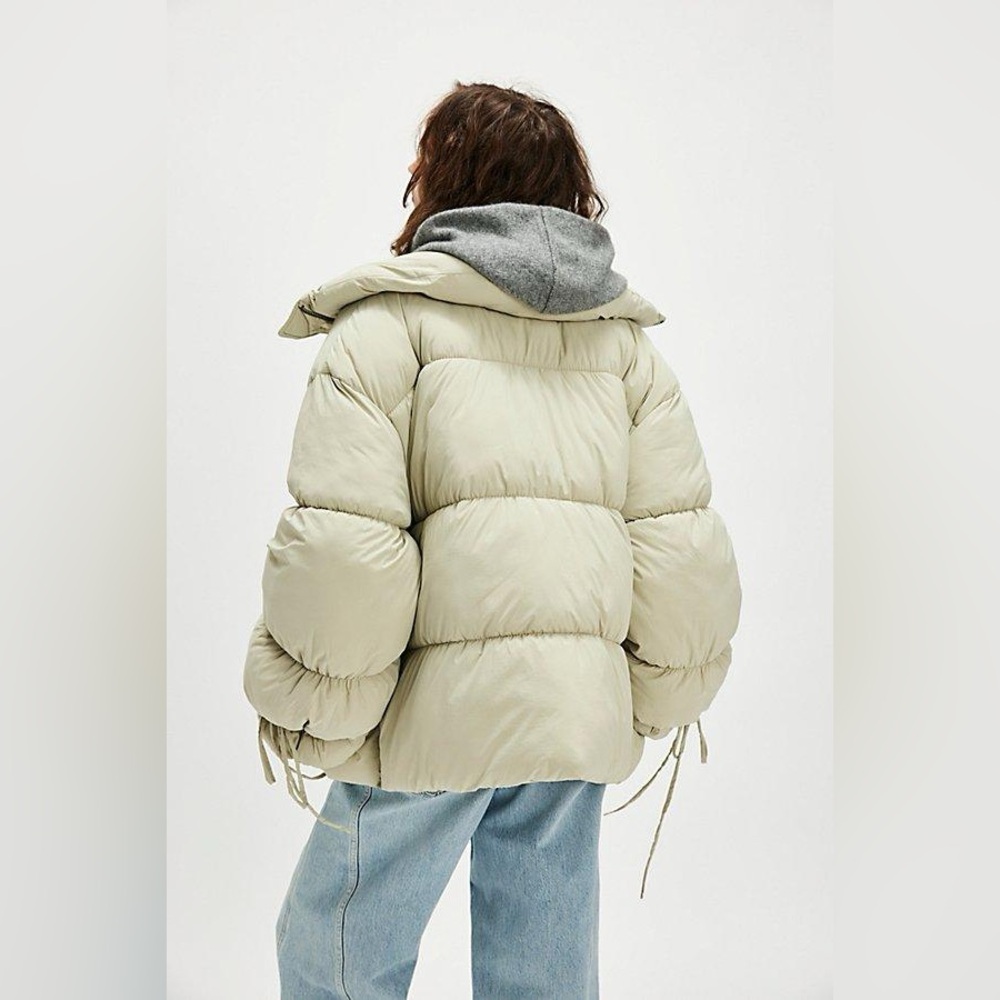 3227. FREE PEOPLE Solid Cotton Candy Puffer Jacket in Lima Bean NWT $168 - Picture 3 of 4